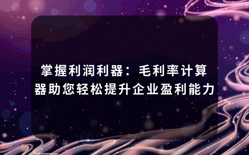 掌握利润利器：毛利率计算器助您轻松提升企业盈利能力